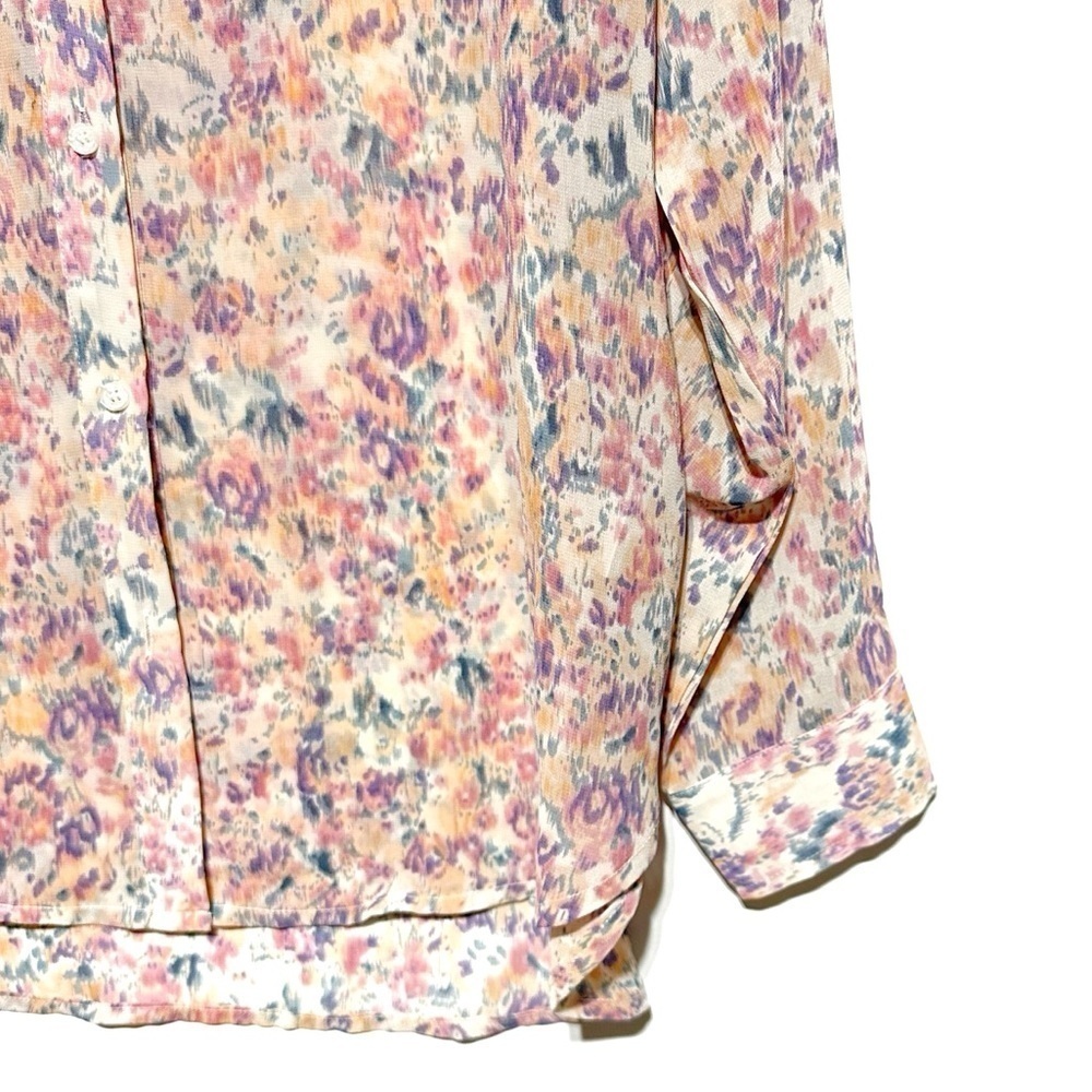 VICI X Summer Of Diane Sheer Watercolor Print Button Front Long Sleeves Shirt XS - Picture 4 of 10